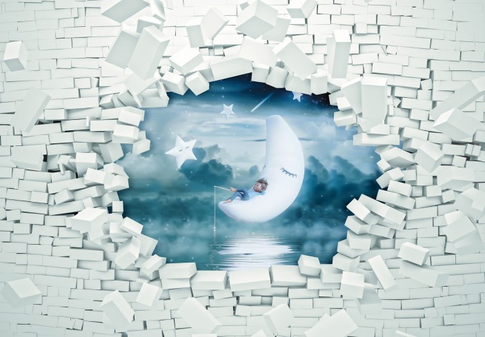 Fototapeta dla dzieci 3d księżyc noc dziura gwiazdy 13743VE