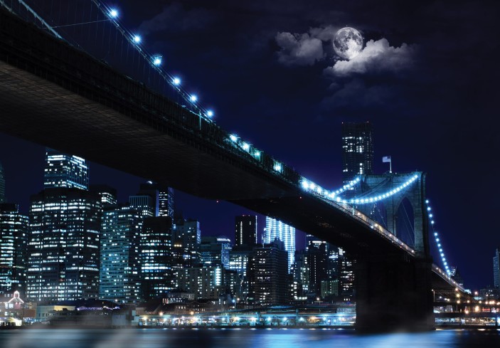 Fototapeta most san francisco miasto księżyc noc panorama widok golden gate bridge 10328VE