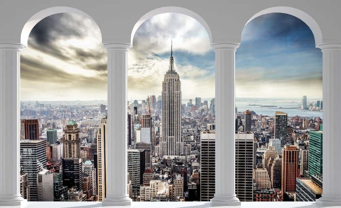Fototapeta 3d miasto panorama nowy jork taras okno 2345VE