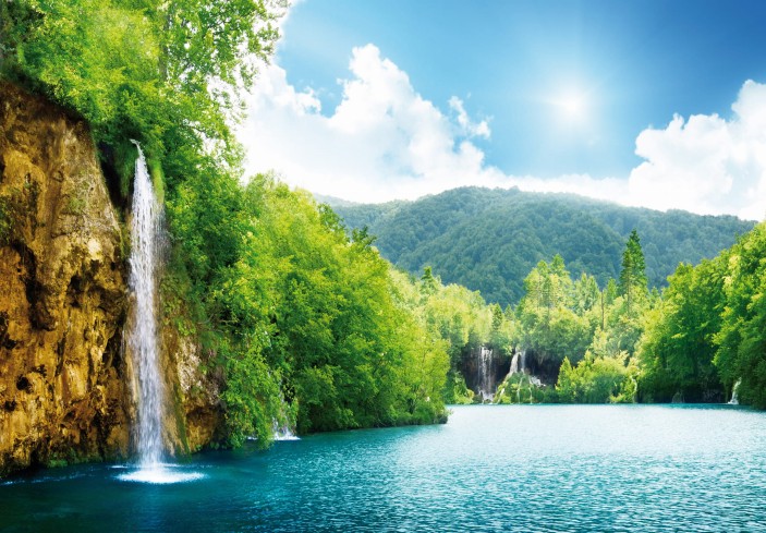 Fototapeta 3d wodospad natura krajobraz górski 10201VE