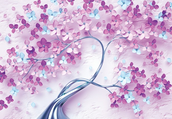 Fototapeta kwiaty drzewo 3d czarodziejska magnolia iluzja 14453VE