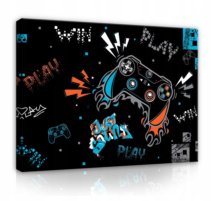 Obraz dla chłopca gaming pad czarne tło na płótnie ścianę
