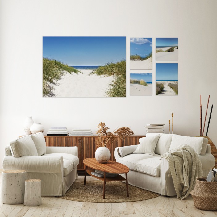 Obraz 5 części na płótnie plaża morze 66x48 / 2 x 20x20 / 2 x 32x22