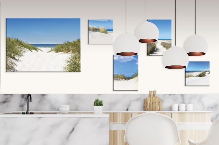 Obraz 5 części na płótnie plaża morze 66x48 / 2 x 20x20 / 2 x 32x22