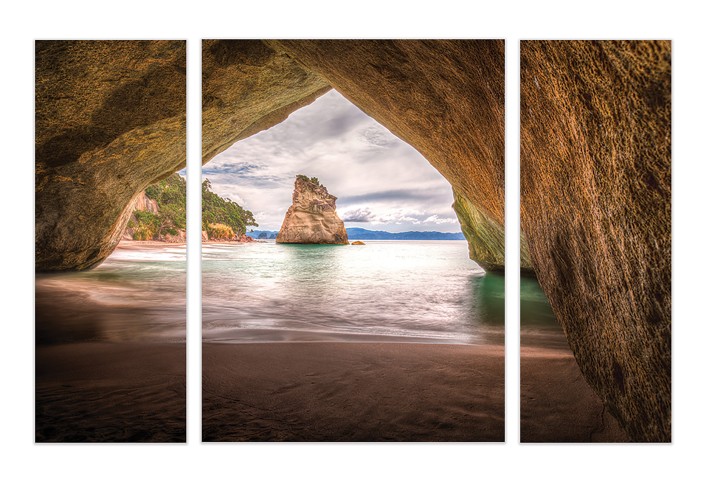 Obraz 3 części na płótnie plaża jaskinia morze 80x60 / 2 x 80x30