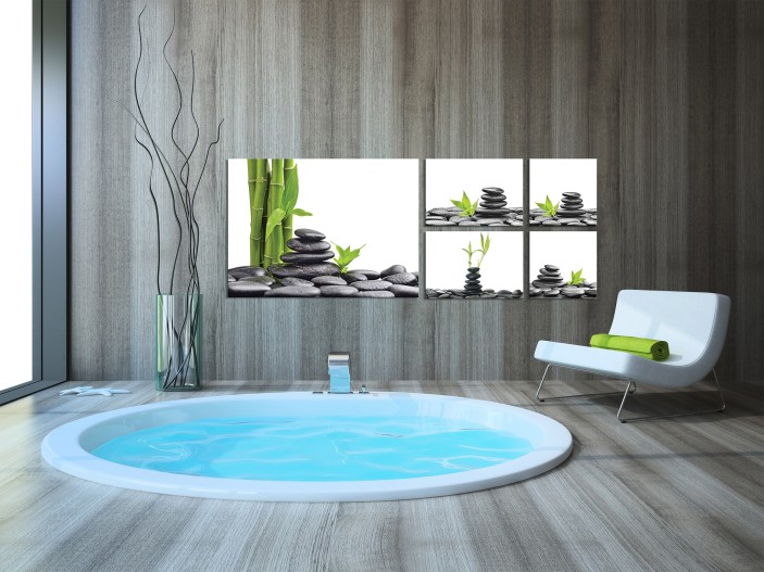 Obraz 5 części na płótnie zen kamienie spa 66x48 / 2 x 20x20 / 2 x 32x22