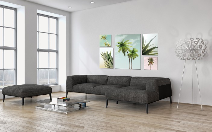 Obraz 5 części na płótnie palmy nowoczesny 66x48 / 2 x 20x20 / 2 x 32x22