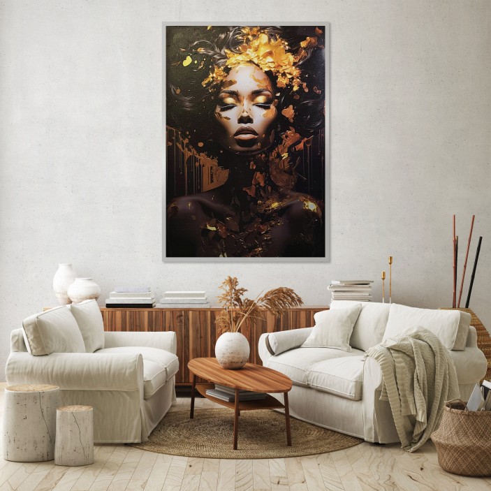 [WYSTAWA - SIŁA JEST KOBIETĄ] Obraz premiummetalic kobieta portret złoto 120x80