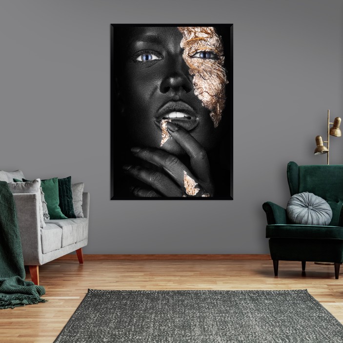[WYSTAWA - SIŁA JEST KOBIETĄ] Obraz acrylglass kobieta czarny złoty 120x80