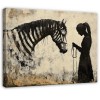 Obraz abstrakcja banksy beżowy dziewczynka zebra nowoczesny na płótnie 15490O1