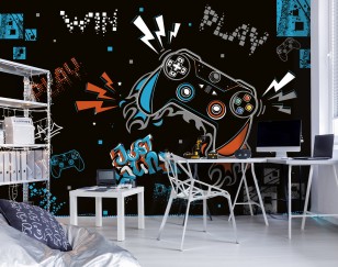 Fototapeta młodzieżowa pad gaming game graffiti dla gracza 13987VE