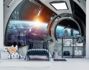 Fototapeta kosmos gwiazdy galaktyka dla dzieci statek kosmiczny 14136VE
