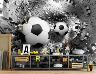 Fototapeta dla dzieci chłopca 3d piłka tunel sport puzzle 3382VE
