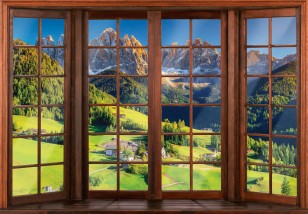 Fototapeta 3d widok okno góry krajobraz panorama optyczna 14203VE