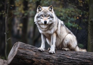 Fototapeta wilk w lesie zwierzęta natura na wymiar