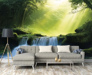 Fototapeta wodospad 3d las natura zielona na wymiar 15693VEAR1