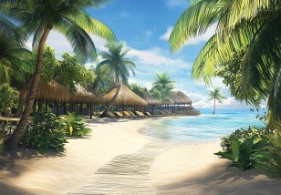 Fototapeta morze plaża palmy hawaje do salonu sypialni 15696VE