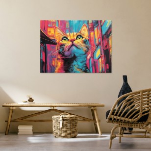 Obraz dla dzieci kot pop art kolorowy nowoczesny na płótnie 15442O1AR1