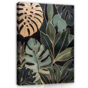 Obraz liście monstera zielone złote 15182O