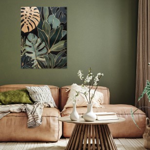 Obraz liście monstera zielone złote 15182OAR1