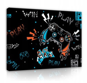 Obraz dla chłopca gaming pad czarne tło na płótnie ścianę