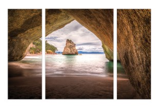 Obraz 3 części na płótnie plaża jaskinia morze 80x60 / 2 x 80x30