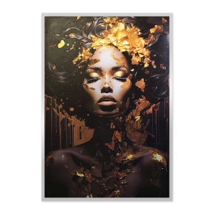 [WYSTAWA  SIŁA JEST KOBIETĄ] Obraz premiummetalic kobieta portret złoto 120x80