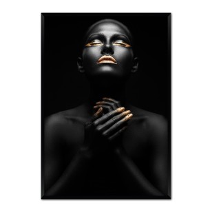 [WYSTAWA  SIŁA JEST KOBIETĄ] Obraz acrylglass kobieta twarz złoto czarny 120x80